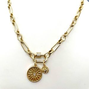 Chunky Equestrian Mixed Link Chain Necklace Carabiner Charm Holder Compa…